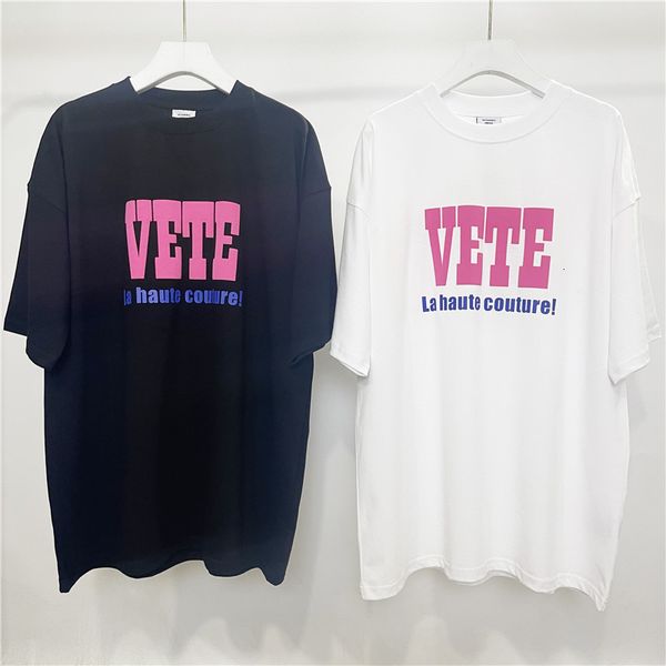 Erkek Tişörtleri Yüksek Kaliteli Vetements Erkekler T-Shirt 1 1 Vetements Kalın Kumaş Kadın Gömlek Çift Küçük Baskı Üstleri VTM Erkekler Giyim 230803