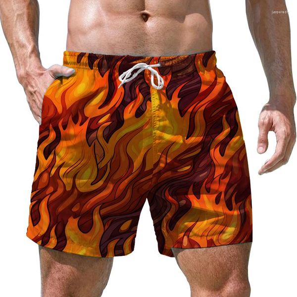 Pantaloncini da uomo fiamma 3D stampato moda tendenza spiaggia stile unico estate alta qualità