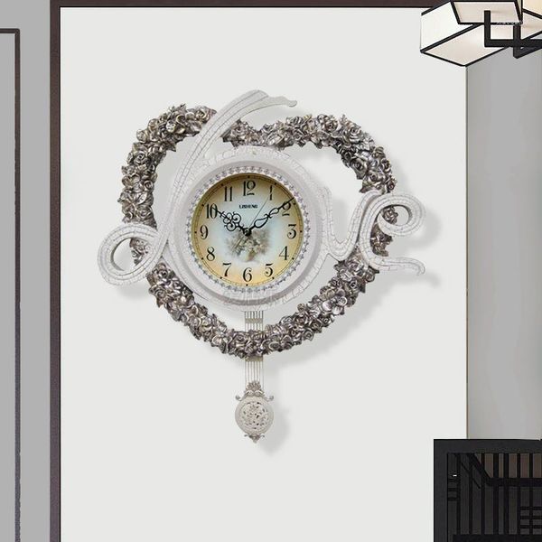 Relógios de Parede Digital Mural Relógio Mecânico Grande Vermelho Antigo Branco Luxo Incomum Reloj Simples Casa e Decoração AB50WC