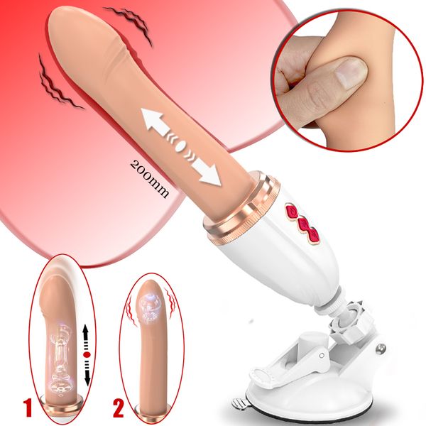 Vibratörler Seks Makinesi Yapay penis Vibratör Yumuşak Silikon Otomatik Yukarı Masajcı G Spot Geri Geri Çekilebilir Vajinal Oyuncak Kadın Orgazm 230803