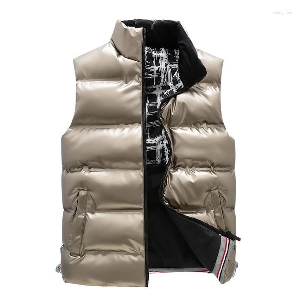 Gilet da uomo 2023 Gilet caldo autunno e inverno Tendenza senza maniche Colletto rialzato Antivento Viso luminoso Cappotto moda per il tempo libero