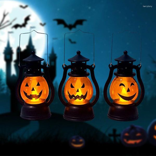 Luci notturne 1PC Halloween Vintage Pumpkin Light Outdoor Hanging LED Lanterne Lampade Home Party Decor Regalo per bambini con batteria