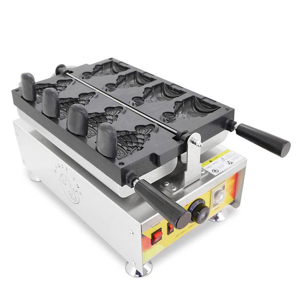 Gıda İşleme Ticari Elektrikli 4 Parça Açık Ağız Dondurma Balık Şekli Waffle Taiyaki Makinesi