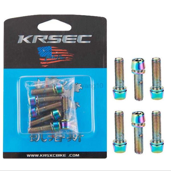 Araçlar 6pcs Alaşım Vidaları Titanyum kaplamalı renk MTB Mountain Yol Bisiklet Girdeli Kök yükseltici vidası M5/M6*18mm Bisiklet Bisiklet Aksesuarları HKD230804