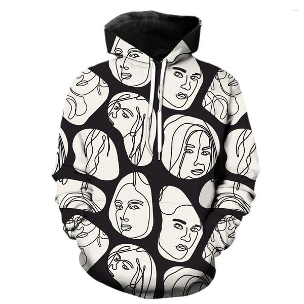 Herren Hoodies Line Portrait Teens Lustige übergroße Sweatshirts mit Kapuze Jacken Tops Cool 2023 Hip Hop Fashion 3D-Druck