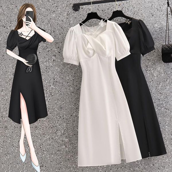 Partykleider 2023 Sommer Sexy A-Linie Kleid für Damen Damen Mädchen Schwarz Weiß Slim Casual Geburtstag Proms Cocktail Nacht Sogar Robe