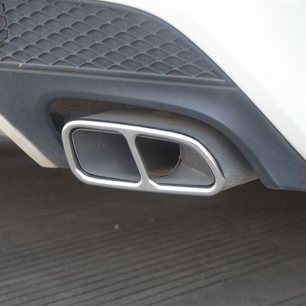 Edelstahl Autos Schwanz Throat Rahmen Dekoration 2 Stück für Mercedes Benz CLA C117 2013–16 Auspuffrohr modifizierte Aufkleber214Q