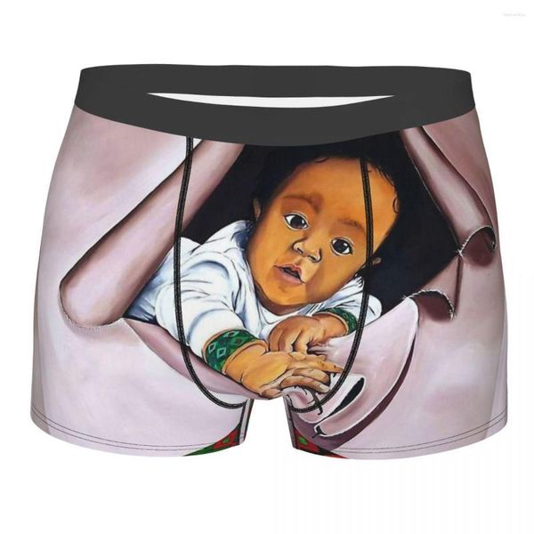 Unterhose Äthiopien Kunst äthiopische Malerei Baumwollhöschen Männliche Unterwäsche Print Shorts Boxershorts