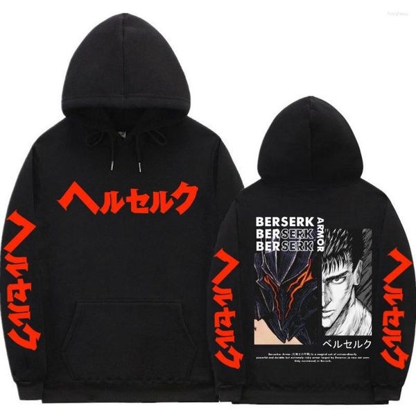 Erkek Hoodies Anime Erkekler Kadın Büyük Boyut Moda Vintage Gym Sweatshirt Çılgın Guts Baskı Hoodie Swordsman Gatsu Çift Taraflı Grafik