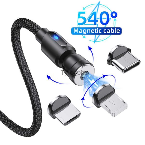 Carregadores/Cabos Lov 540 Rotate Strong Magnetic Cable Charging Magnet Charger Micro USB Type C Cable Mobile Phone Wire Cord For iPhone Xiaomi x0804