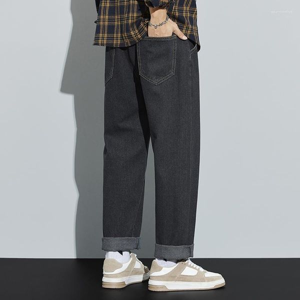 Männer Jeans 2023 Frühling Sommer Streetwear Baggy Männer Koreanische Mode Lose Breite Bein Knöchel Hosen Männliche Marke Kleidung Schwarz blau Grau