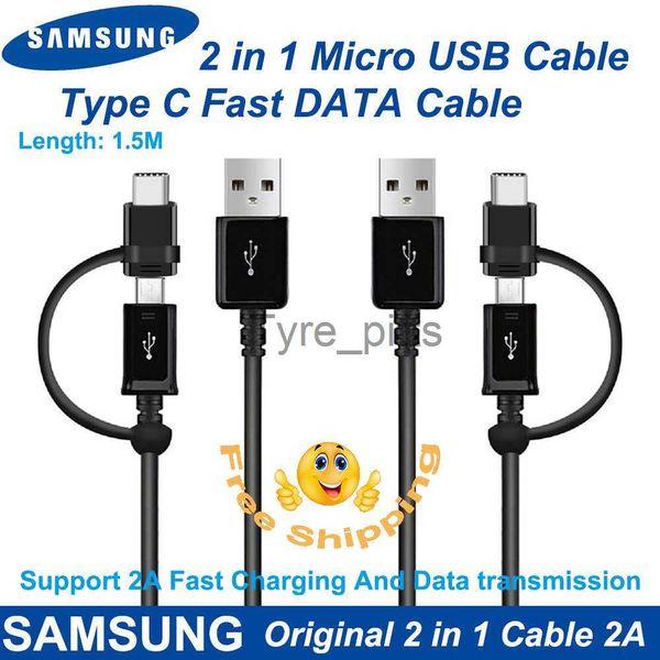 Зарядные устройства/кабели Samsung 2 in 1 Micro USB -кабель тип C быстрое зарядное устройство Note8 Note9 S8 Plus S9 Plus C5C7C9 Pro S6 S7EDGE Примечание 5 Кабель x0804