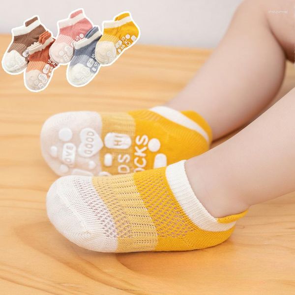 Frauen Socken 5 Paare/los Anti-rutsch Non Skid Knöchel Baby Mit Gummi Griffe Baumwolle Kinder Low-Cut Socke Für junge Mädchen Kleinkind Boden