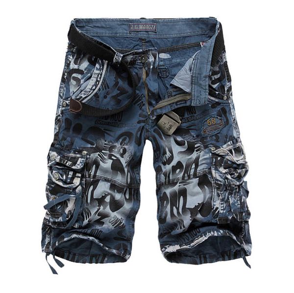 Diseño de marca Hombres Verano Camuflaje Cargo Shorts Bermudas Jeans Hombre Masculina Moda Casual Baggy Denim