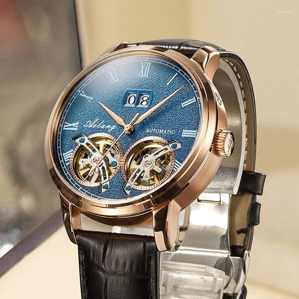 Armbanduhren AILANG Doppel Tourbillon Uhren Herren Automatische Mechanische Uhr Steampunk Business Wasserdicht Relogio Masculino