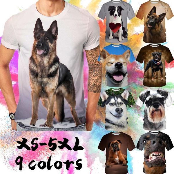 Erkek Tişörtleri Hayvan Köpek Pet 3d Baskı Erkekler/Kadınlar Günlük T-Shirt Unisex Fun Kısa Kollu Serin Komik Üstler Yaz Yuvarlak Boyun