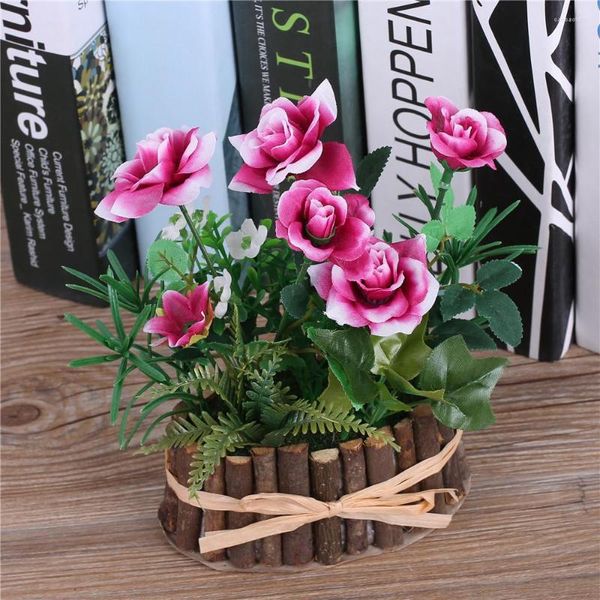 Dekorative Blumen Künstliche Seide Rose Bonsai Ast Vase Gefälschte Artificia Sukkulenten Pflanzen Für Hochzeitsdekoration Mittelstücke