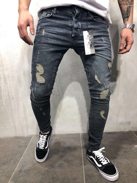 Herrenjeans, europäisch, amerikanisch, trendig, Beggar, schmal geschnitten, Stretch-Denim, Hose in voller Länge