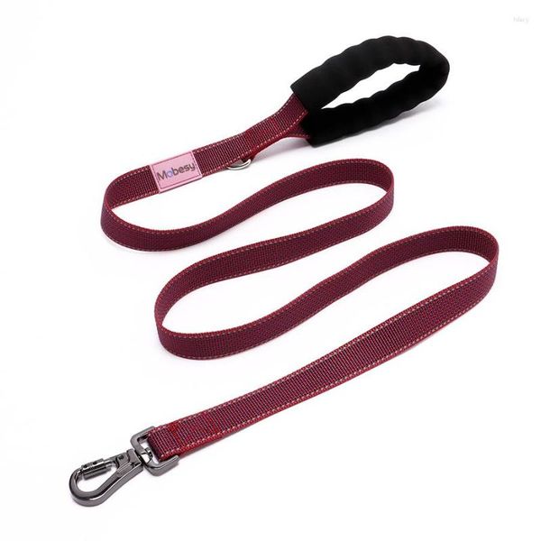 Collari per cani Imbracatura Guinzaglio Impugnatura in schiuma Pooch Traction Rope Nastro per animali domestici Blu Rosso Grigio XS Riflettente Più sicuro di notte con gancio in metallo girevole a 360°