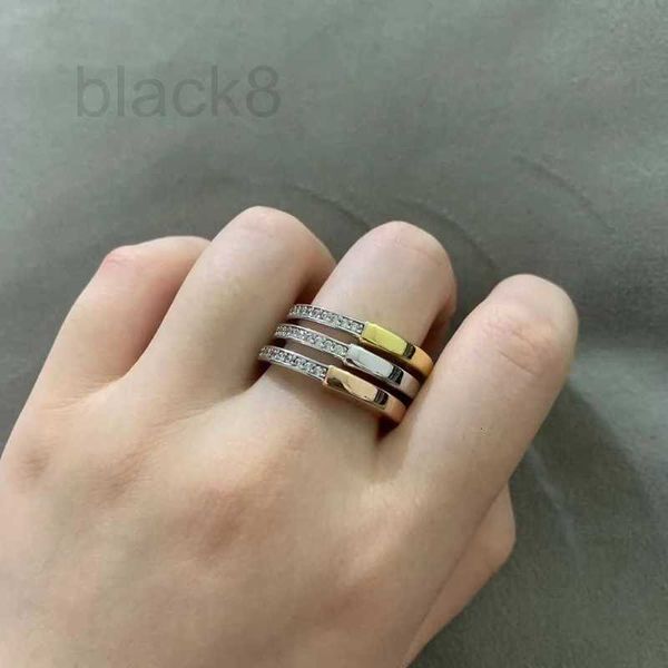 Bandringe Designer S925 Voller Sterlingsilber-Verschlusskopf mit Diamantring Mode Vielseitig Koreanische Ausgabe Männer Frauen Silber Material Ring WDUE