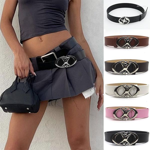 Cinture Y2k Moon Cross Star Buckle Belt Gothic Retro Metal Pu Leather per uomo Donna Jeans Pantaloni Cintura decorativa