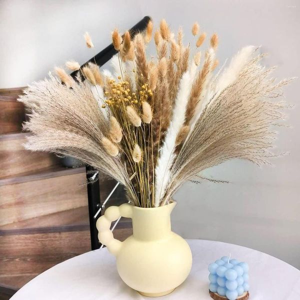 Dekoratif Çiçekler 120pcs Kurutulmuş Pampas Çim Doğal Pompas Boho Buket Diy Düğün Çiçek Düzenlemeleri İçin Sanatsal Ev Dekoru