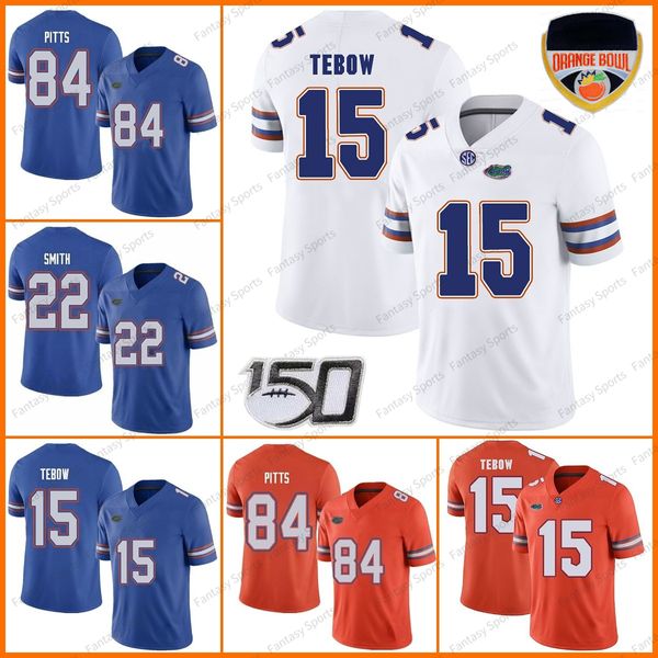 Gators 84 Kyle Pitts Jersey Kyle Trask 81 Aaron Hernandez Emmitt Smith Tim Tebow Florida Stitched Mens College Football Maglie Arancione Blu