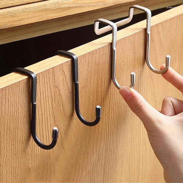 Ganchos Cozinha Porta Toalha Traseira O Armário Rack Holder Gancho Cabide Banheiro Roupas Sobre Aço Inoxidável Casaco em Forma de S