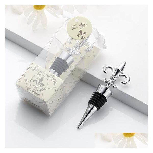 Partybevorzugung Fleur-De-Lis-Weinverschluss Hochzeitsbevorzugungen Chrom-Flaschenverschlüsse in Geschenkbox Perfekt für jeden Ocn Sn217 Drop Delivery Home Dhvyh