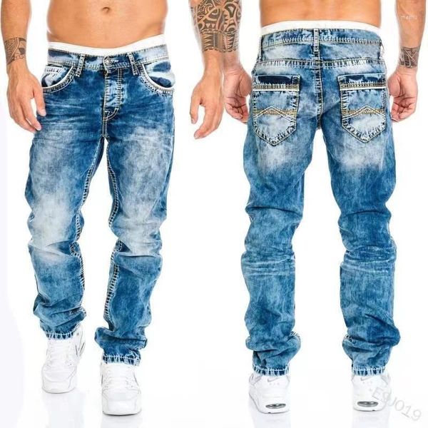 Jeans Masculino Homem Reto Calças Denim Lavagem Vintage Primavera Verão Namorado Solto Negócios Casual Marca Calças