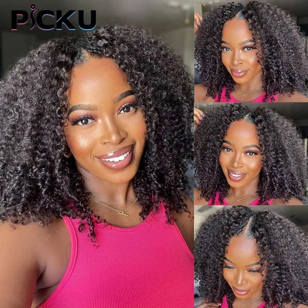 Perucas Sintéticas Kinky Curly V Part Wig Cabelo Humano Sem Sair Fino Malaio para Mulheres 250 Densidade Afro Sem Cola U Wi 230803