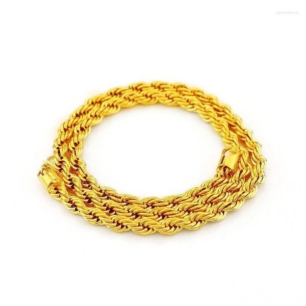 Catene XP Jewelry - (50cm 5 Mm) Collane a catena in corda classica color oro puro per uomo Moda Hip Hop Buona qualità