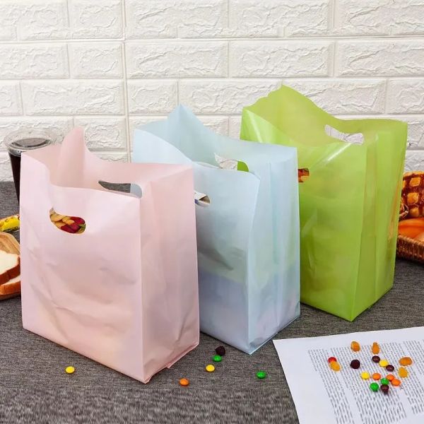 wholesale Color sólido Ensalada Comida ligera Bolsa de plástico Postre Envasado Alimentos Hornear Panadería Pastel Tote Bolsas de compras cosméticas LL