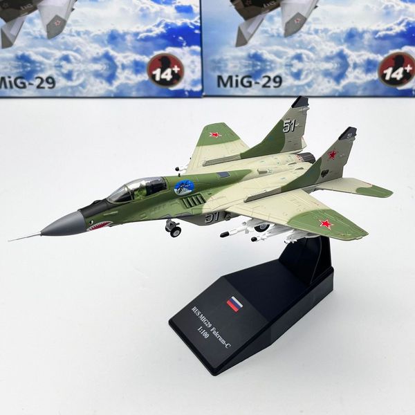 Aeronave Modelo Escala 1/100 Modelo de Caça US MIG-29 Fulcrum Réplica de Aeronave Militar Avião Guerra Mundial Brinquedo Miniatura Colecionável para Menino 230803