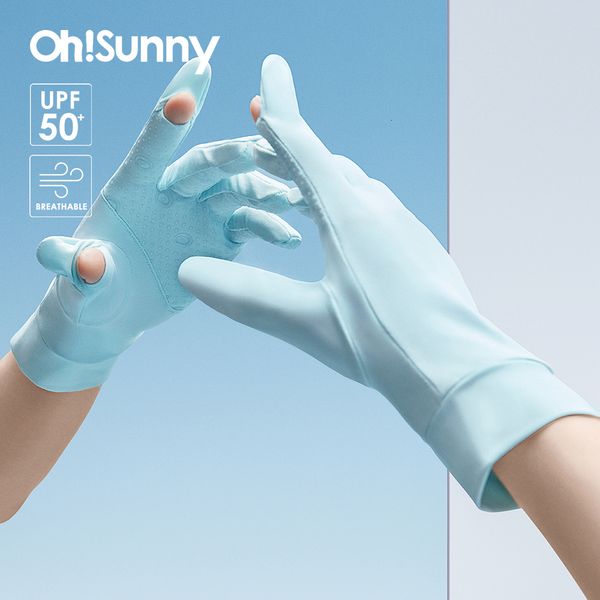 Fingerlose Handschuhe OhSunny Summer Light Atmungsaktives Sonnenschutz-Fahrtechnik-Keramikgewebe UPF 2000 Anti-UV-Rutsch für Outdoor-Radfahren 230804