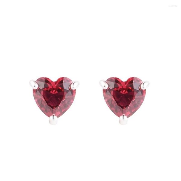 Orecchini a lobo San Valentino Argento Sterling 925 Cuore rosso Per le donne Gioielli originali Brincos per orecchie da sposa