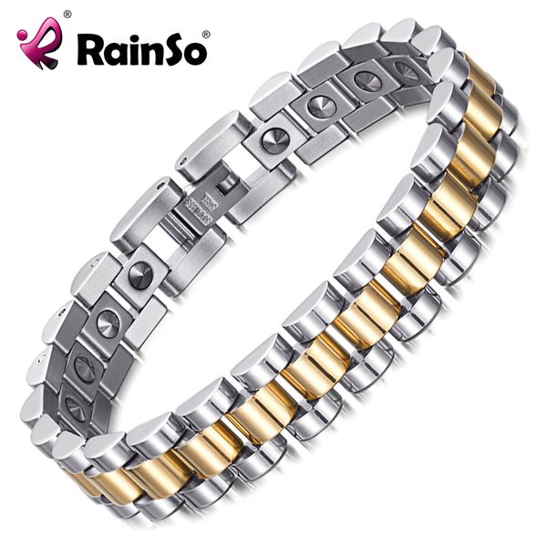 CHARM BRACELETS RAINSO 99999% Saf Germanyum Bilezik Kadınlar için Kore Paslanmaz Çelik Sağlık Manyetik Enerji Çift Takı 230803