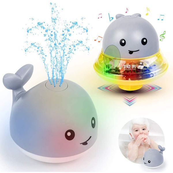 Sand Play Water Fun Baby Bath Toys Spray Water Shower Swim Pool Bathing Toys for Kids Electric Whale Bath Ball with Light Music LED Light Toys Gift 230803