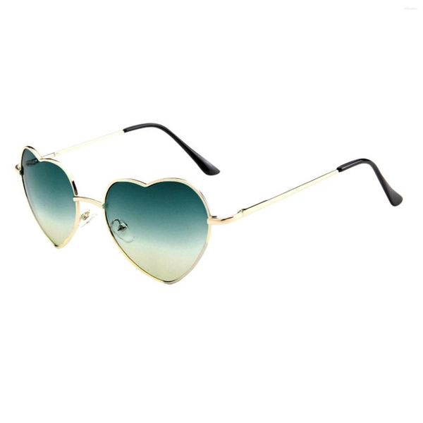 Солнцезащитные очки золото металлическая рама винтажные дизайнерские очки мужчины женская открытая форма сердца вечеринка любовь очки de sol uv400
