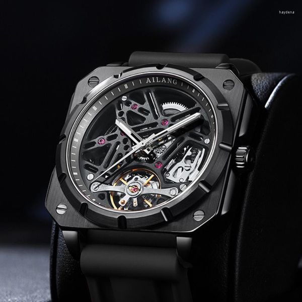 Orologi da polso 2023 AILANG Luxury Men Mechanical 10Bar Waterproof Automatic Watch Square Rubber Band Sports For