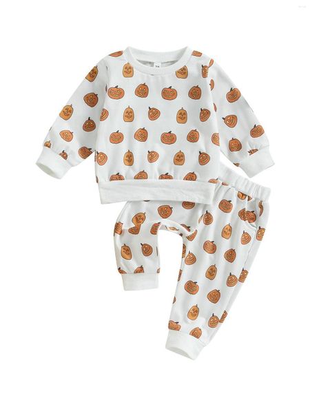 Kleidungssets Süßes Halloween-Kostüm für Kleinkinder Entzückendes Kürbis-Sweatshirt und lange Hosen Set Baby Jungen Mädchen - 2-teiliges Outfit