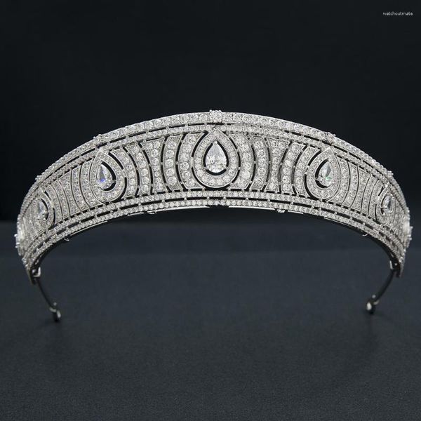 Saç klipleri klasik zirkonya kraliyet tiara düğün kristal prenses tiaras diadem kız balo parti başı takılar ch10366