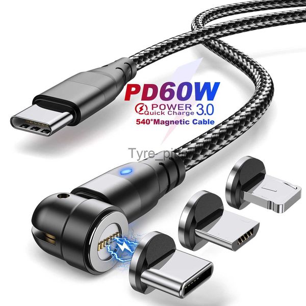 Carregadores/Cabos Cabo Magnético Lov 60W PD Tipo-C Carregamento Rápido 3.0 3A Atualização Carregador Rápido Cabos de Dados Micro USB Telefone Para iPhone Android x0804