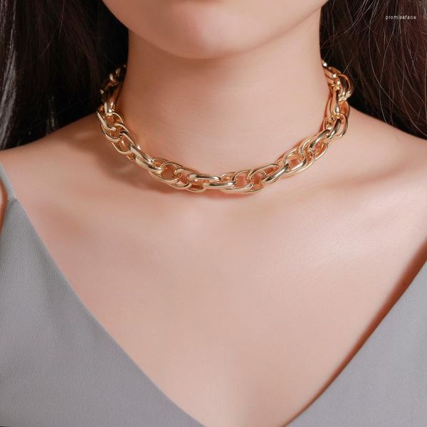 Ketten Zubehör Personalisierte Einfache Metall Dicke Kette Halskette Choker Übertriebene Punk-Stil Damenhalskette