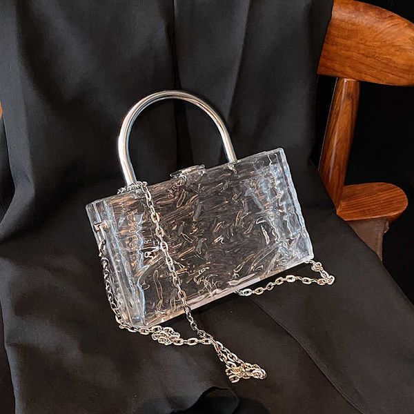 Unique Niche Frozen Crystal Bags Damen-Ketten-Umhängetasche, kleine quadratische Taschen 0809