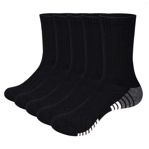 Meias esportivas masculinas YUEDGE caminhadas atléticas algodão respirável absorção de umidade trabalho casual para homens tamanho 37-46 5 pares