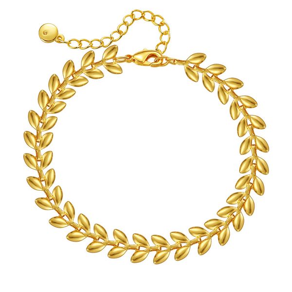 bracelet designer style européen et américain épi de blé grande vente bracelet d'affaires plaqué avec de l'or véritable 18 carats pas facile à décolorer texture dorée ornement de main haut de gamme