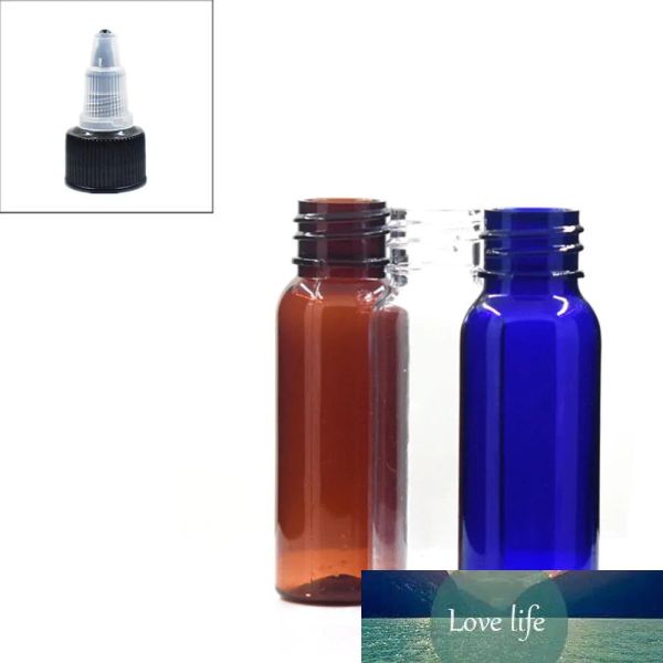 wholesale Bottiglia da 20 ml rotonda vuota in plastica trasparente / ambrata con tappo erogatore nero twist-open X 10 LL
