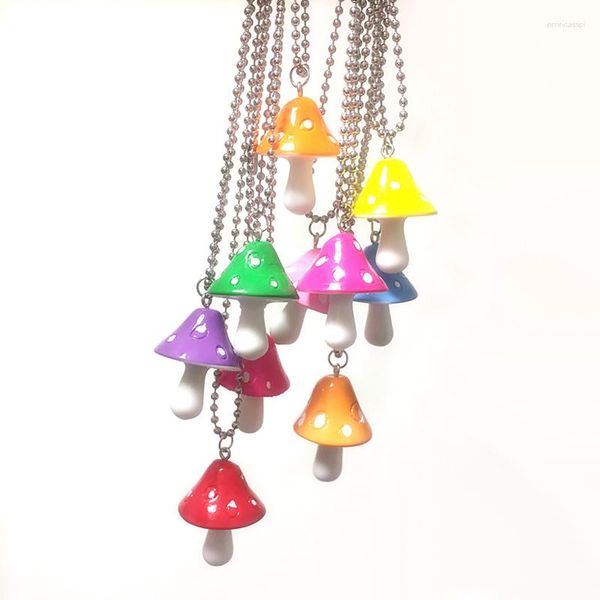 Collane con ciondolo Carino Harajuku Mini Fungo Per Le Donne Moda Colori Collana Fresca Ragazza Ciondola Gioielleria Raffinata Regalo Di Compleanno Per Bambini