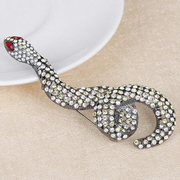 Broches 10 PCS Metal Crystal Snake Grande Broche Pins Corsage Roupas Femininas Acessórios Festa Banquete Jóias Atacado XZ277